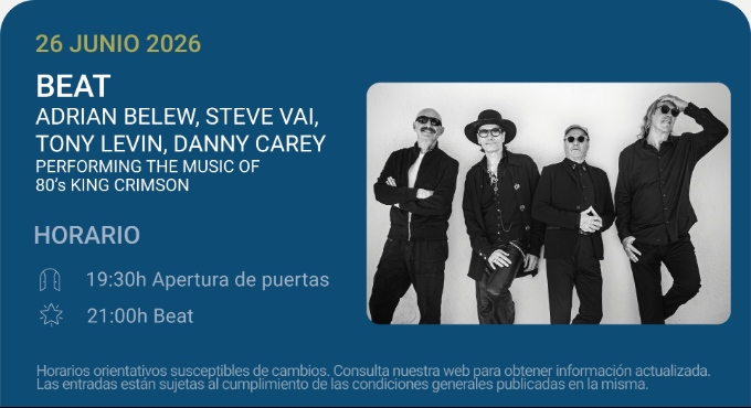 Beat: Adrian Belew / Tony Levin / Steve Vai / Danny Carey – Noches del Botánico 2026