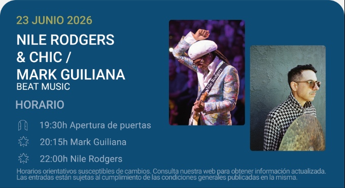 Nile Rodgers & CHIC / Mark Guiliana Beat Music – Noches del Botánico 2026