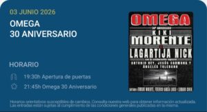 Agenda de eventos destacados en Madrid - Junio 2026 Omega 30 Aniversario - Noches del Botánico 2026