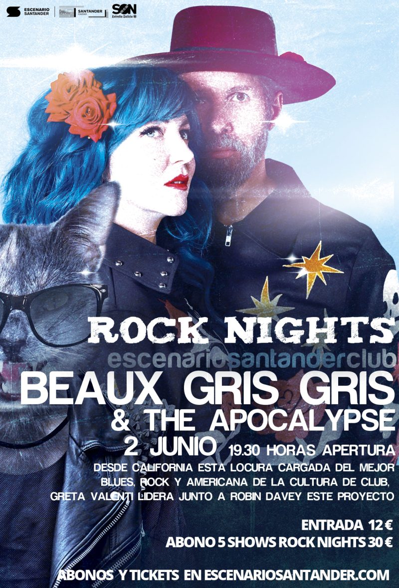 Agenda de eventos en Cantabria - Junio 2026 Beaux Gris Gris & The Apocalypse en las Rock Nights